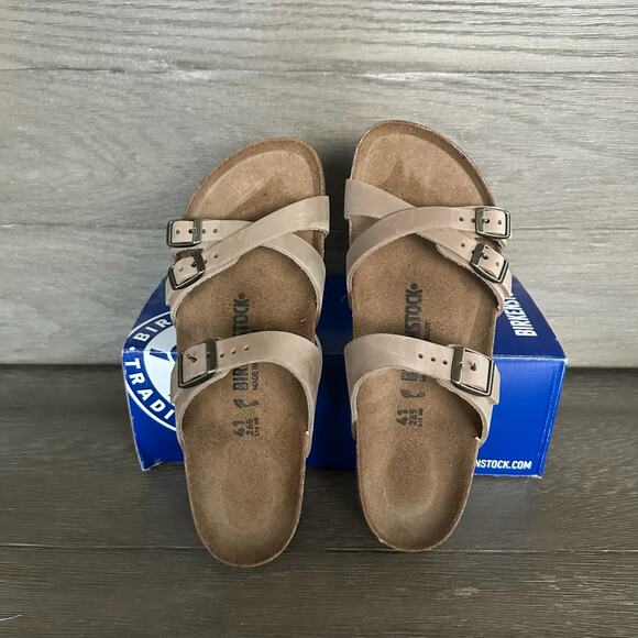 Birkenstock Women’s 41 Franca Leather Sandals Tabacco Brown - Picture 2 of 7